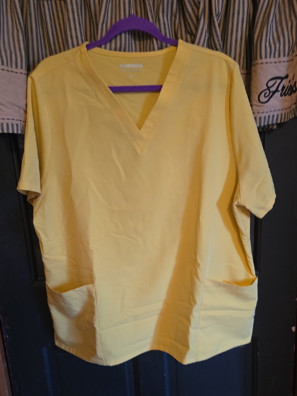 Mandala Women's Yellow V-Neck Scrub Top